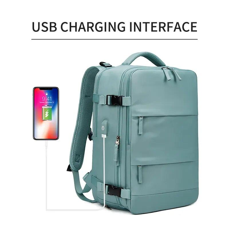 Женский рюкзак для ноутбука 15,6-дюймовый подростковый USB-зарядка, независимая сумка для обуви, дорожный рюкзак для улицы