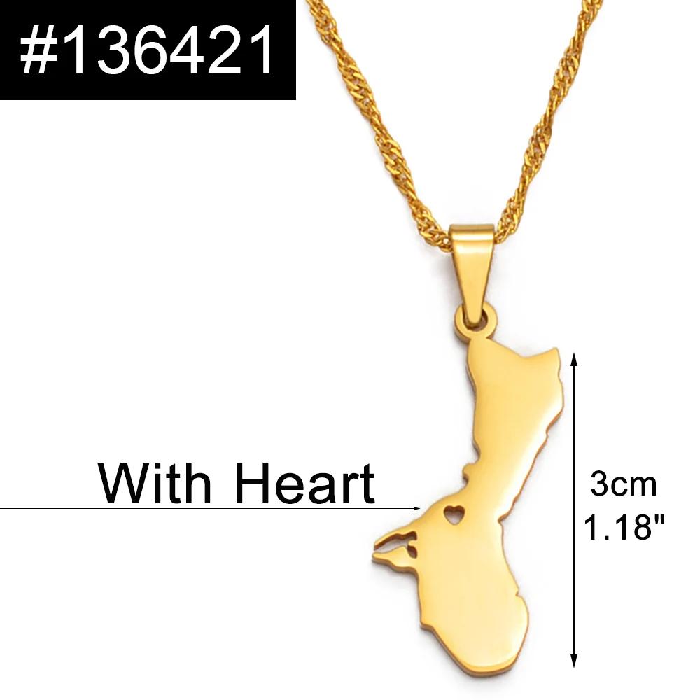 Anniyo 3cm/2.6cm Guam Map Pendant Necklaces for Women Girls Gold Color Silver Color Chains Jewelry Heart Guam Maps #136421