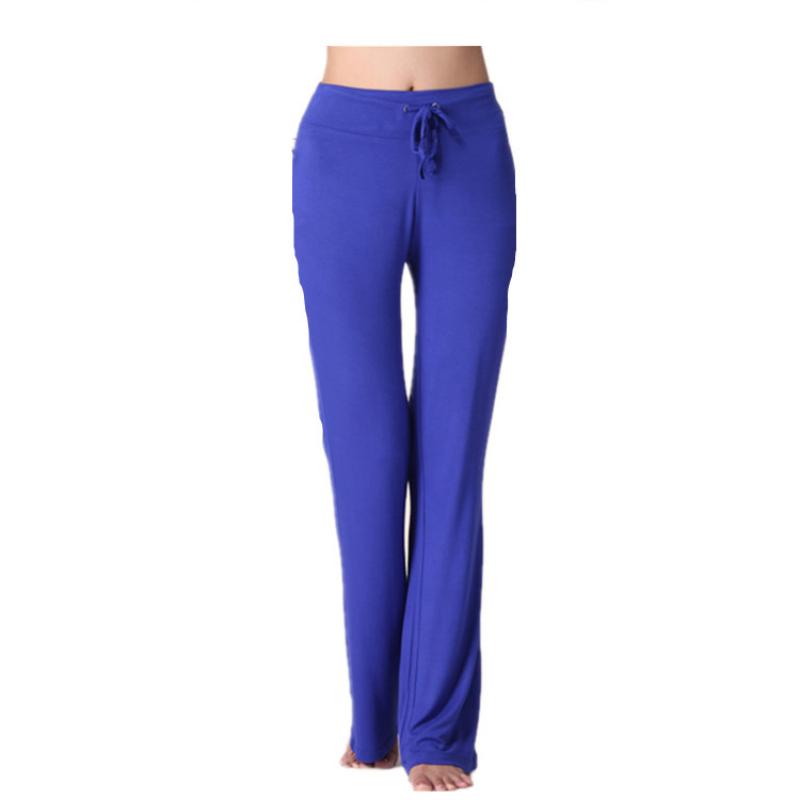 Auroth Solid Color Women High Waist Wide Leg Flared Pants Stretch Trousers Drawstring Sports Pants