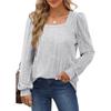Autumn Women's Blouse Pit Stripes Square Neck Fashion Casual Long Sleeve Tops