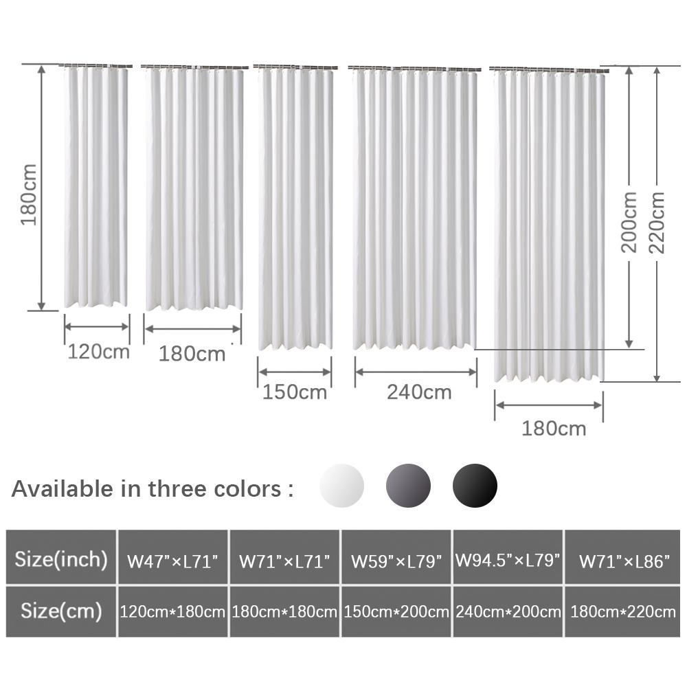 1pc Waterproof Shower Curtain Partition Bathroom Mildew Proof Bath Curtains Monochrome Polyester