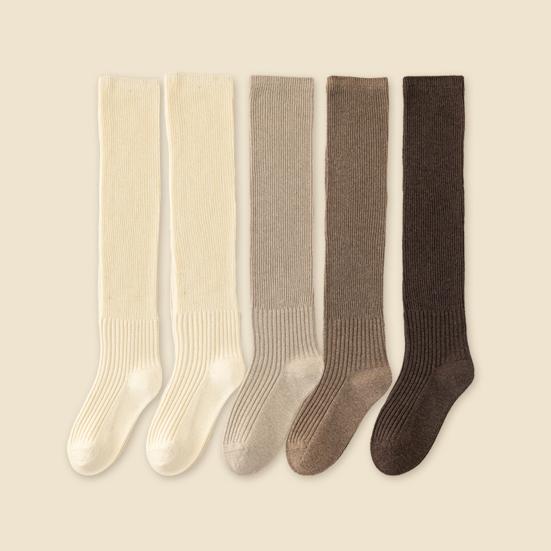 1 пара женских зимних чулок, толстые вязаные теплые однотонные эластичные противоскользящие, уютные, впитывающие пот, противоусадочные, мягкие женские носки без запаха с высокой трубкой