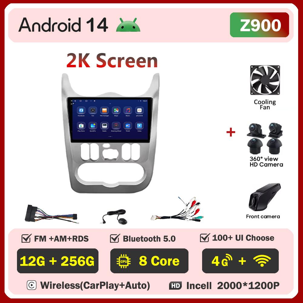 Для Renault Logan 1 Sandero 2009-2015 Largus Dacia Duster Автомобильный мультимедийный видеоплеер с сенсорным экраном Android 14 Авторадио 5G Wifi