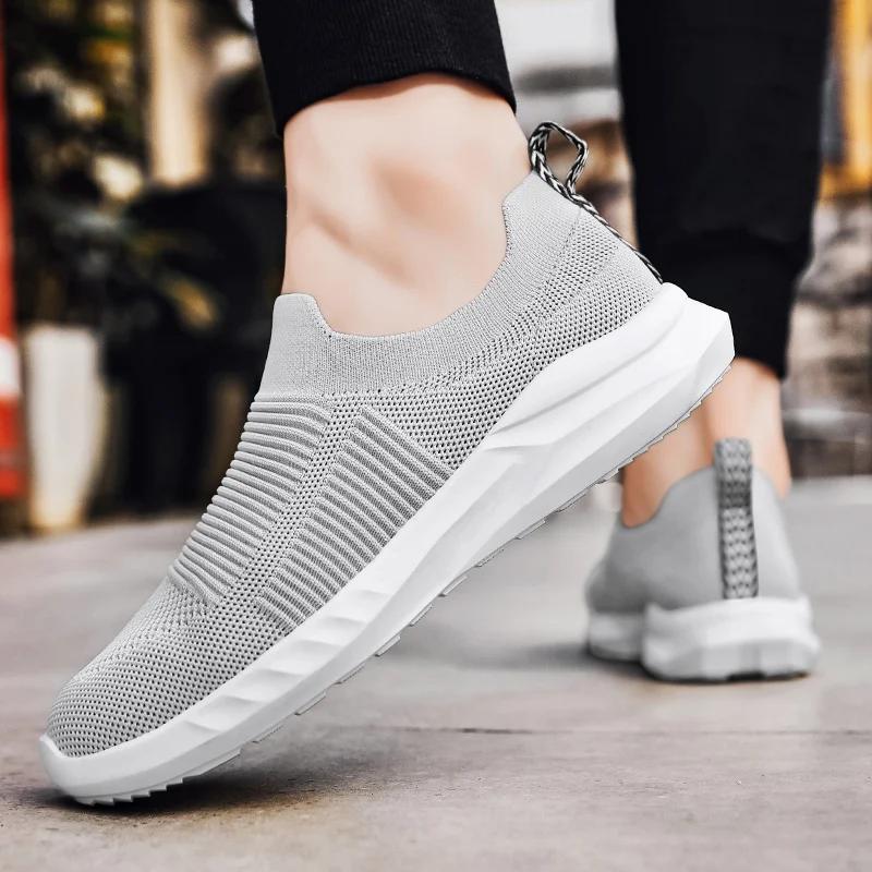 Летние мужские кроссовки для бега, дышащая спортивная обувь, женская повседневная теннисная обувь, большие размеры, сетчатые мужские модные мокасины, прогулочная обувь