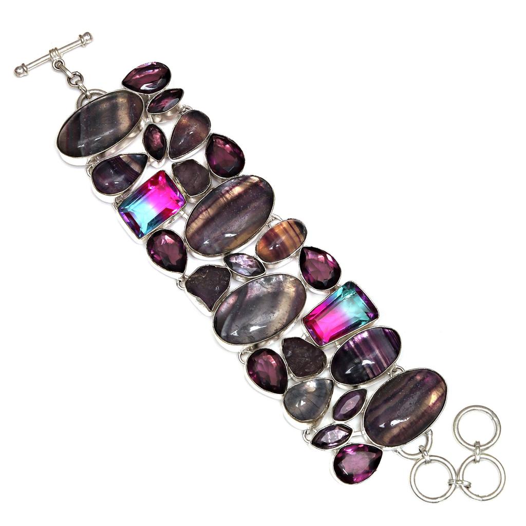 Флюорит аметист драгоценный камень унисекс женские ювелирные изделия браслеты 7-8 ''