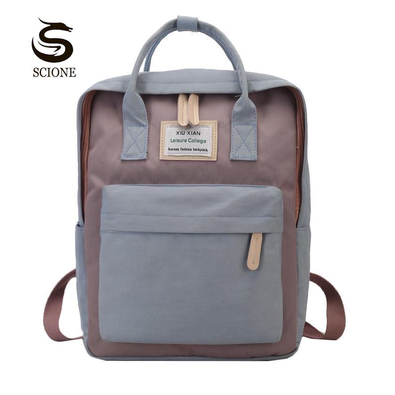 Canvas Patchwork Harajuku Cute School Bag Teenage Girls Female Students Travel Backpacks Mochila Bag