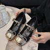 Модные туфли Мэри Джейн на массивном каблуке с квадратным носком в стиле ретро, 2024, осенняя новая расцветка, туфли-лодочки с бантом и цепочкой, уличные туфли для платья, мягкие балетки