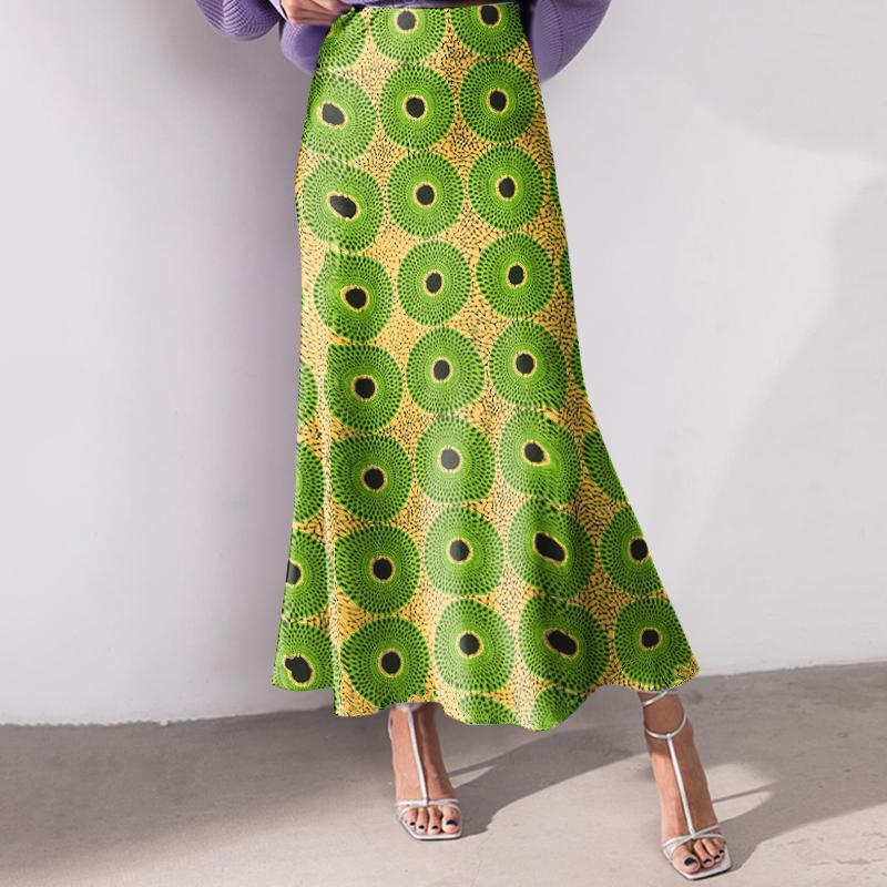 VONDA Женская мода эластичная талия принтованная свободная юбка