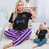 2024 Plus Size Women's Pajama Set - Striped Plaid Pants & Watermark Top
