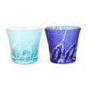 Takumibifu Dinner Luxe Kiriko Pair Glass Cup 94xH85mm 240cc Ranbori Komon Aqua & Blue with Bottom E