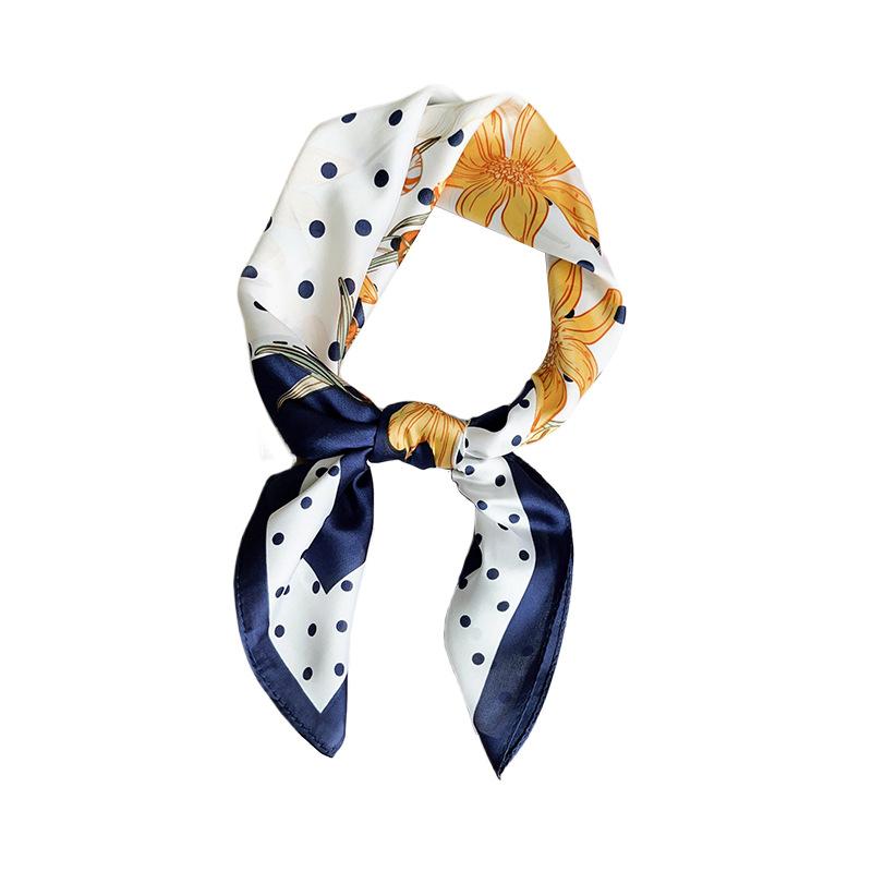 Modern Trend Geometric Polka Dot Flower Printing 70 Square Towel New Women's Fashion Decoration Temperament Simulation Silk Scarf