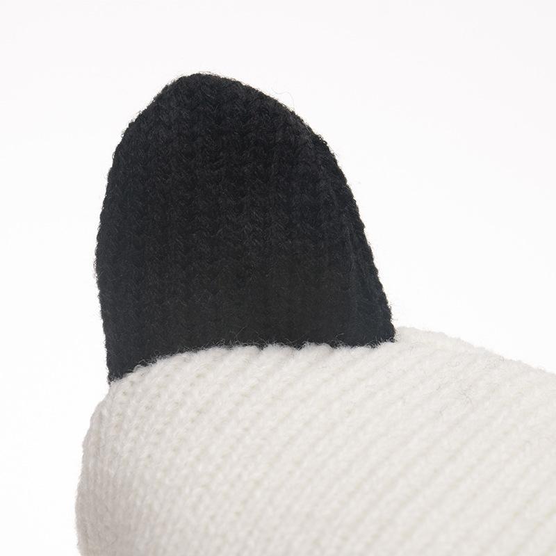 Autumn and Winter Cute Panda Head Wool Hat Flanged Trendy Versatile Travel Warm and Cold-proof Pullover Hat Cartoon Knitted Hat