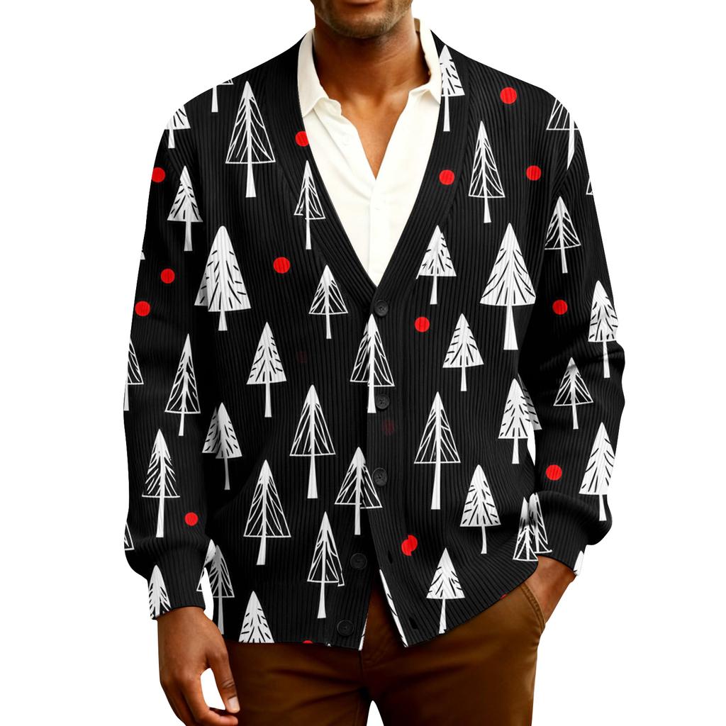 Мужской кардиган с длинным рукавом, рубчатой вязки