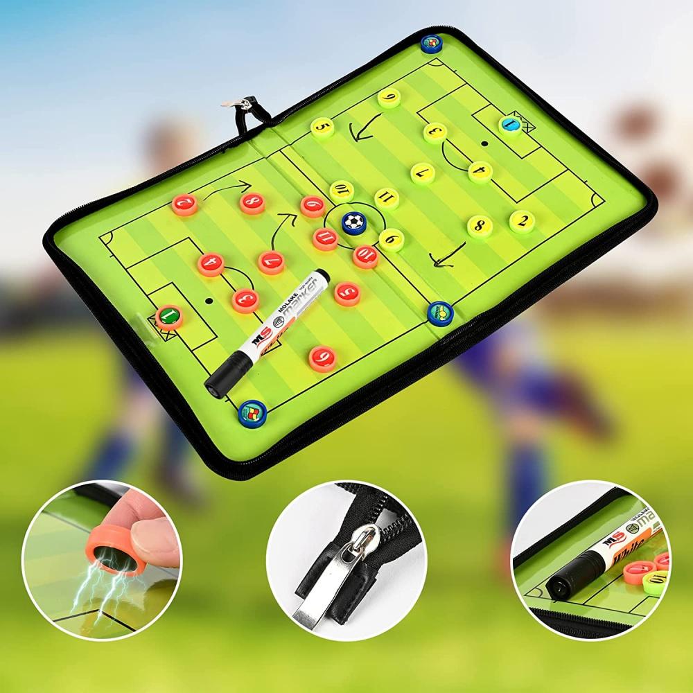 Magnetic Football Tactical Board, Foldable Trainer Folder, Timer, Large Capacity Pens, Referee Whistles,sponges,referee Equipment