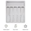 Cutlery Drawer Organizer Tray 6 Compartment Plastic Storage Box for Kitchen Utensils Forks Spoons Cutter Sturdy BPA-Free Divider Holder
