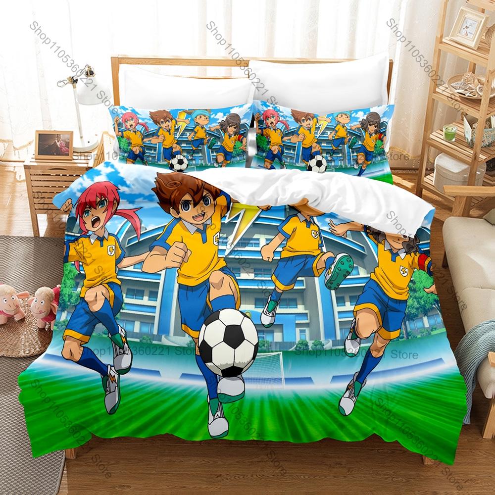 Inazuma Eleven GO Bedding Set Duvet Cover + 2 Pillowcases Sports Soccer Anime Raimon Team Spirit Beast Bedroom Decor