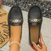 New Casual Single Shoes Women's Spring and Autumn Fashion Simple Metal Buckle Round Head Comfortable Shoes Women