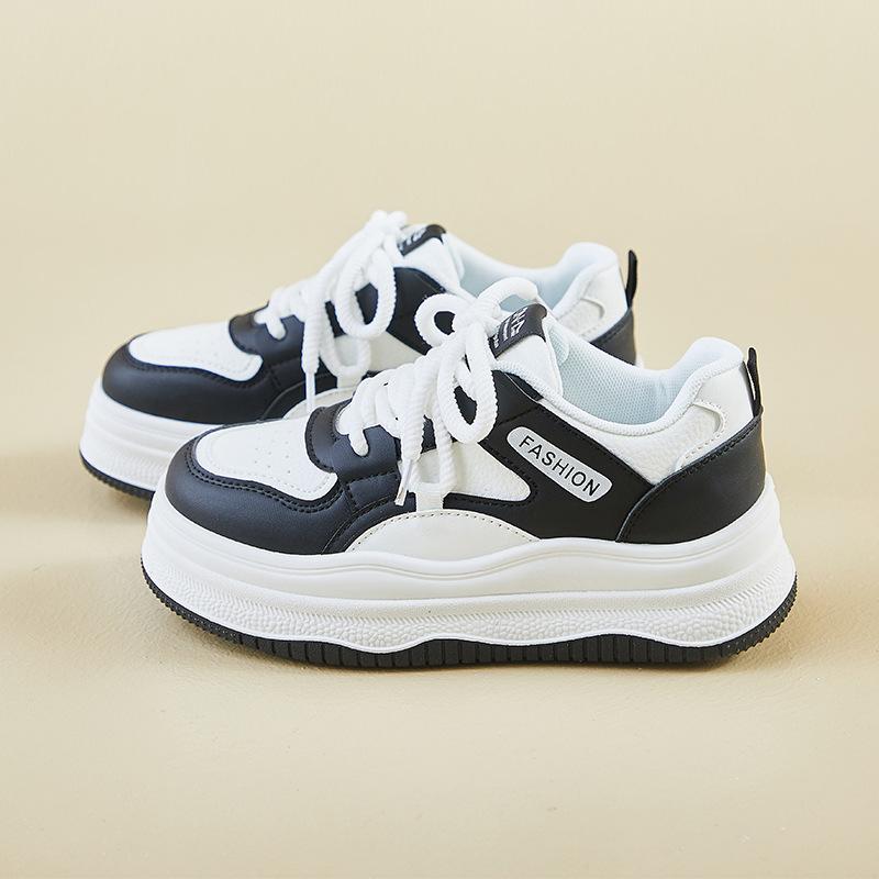 Весенняя белая обувь, новый стиль женских кроссовок на толстой подошве и высокой платформе, спортивная обувь, повседневная обувь