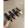 Women's Bag Head and Half Slippers, Women's Wear Pointed Soft Leather Shoes, Gentle Flat Sandals