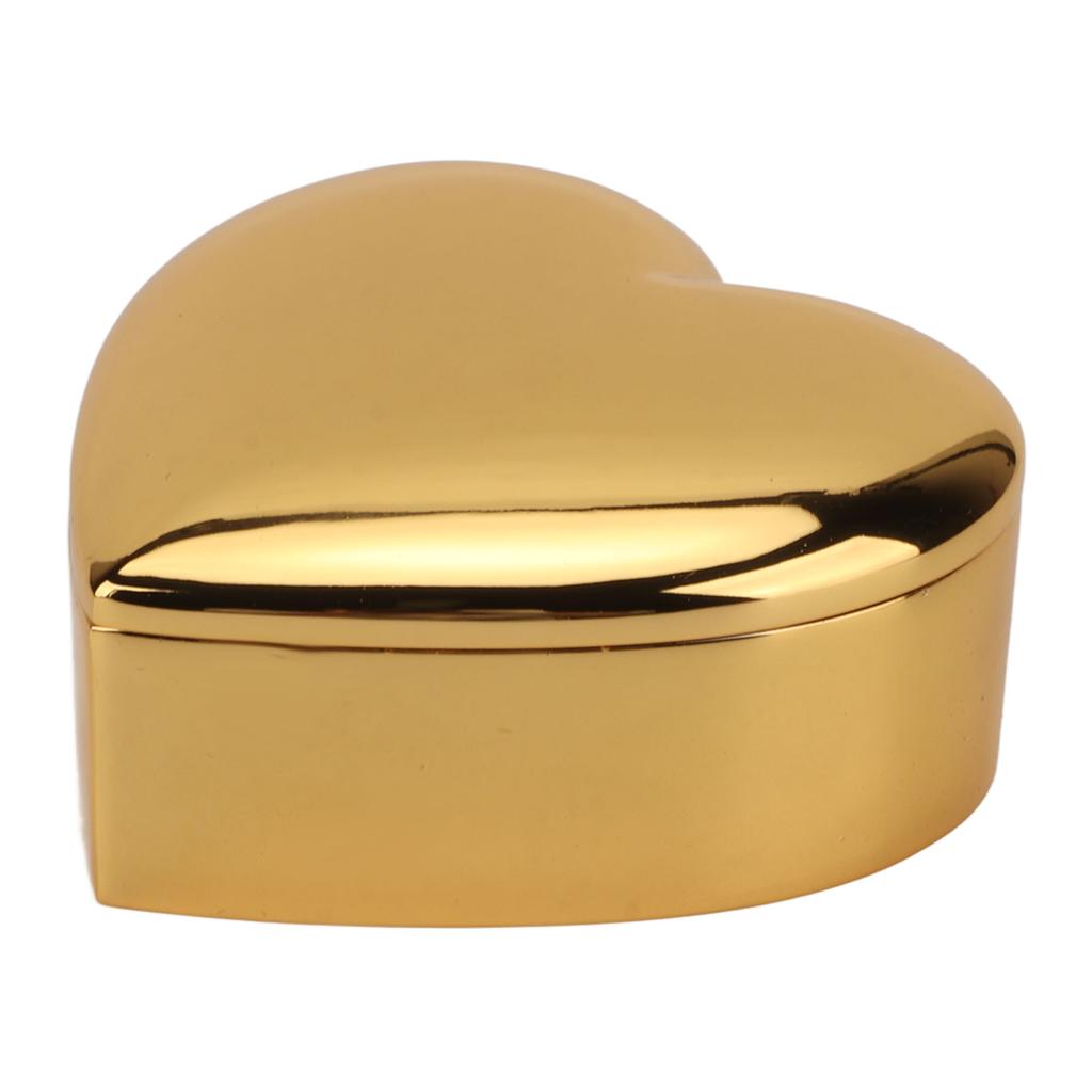 Шкатулка для украшений в форме сердца Золотой сплав цинка Металл Полированная отделка Бархат внутри Античное кольцо-сердце