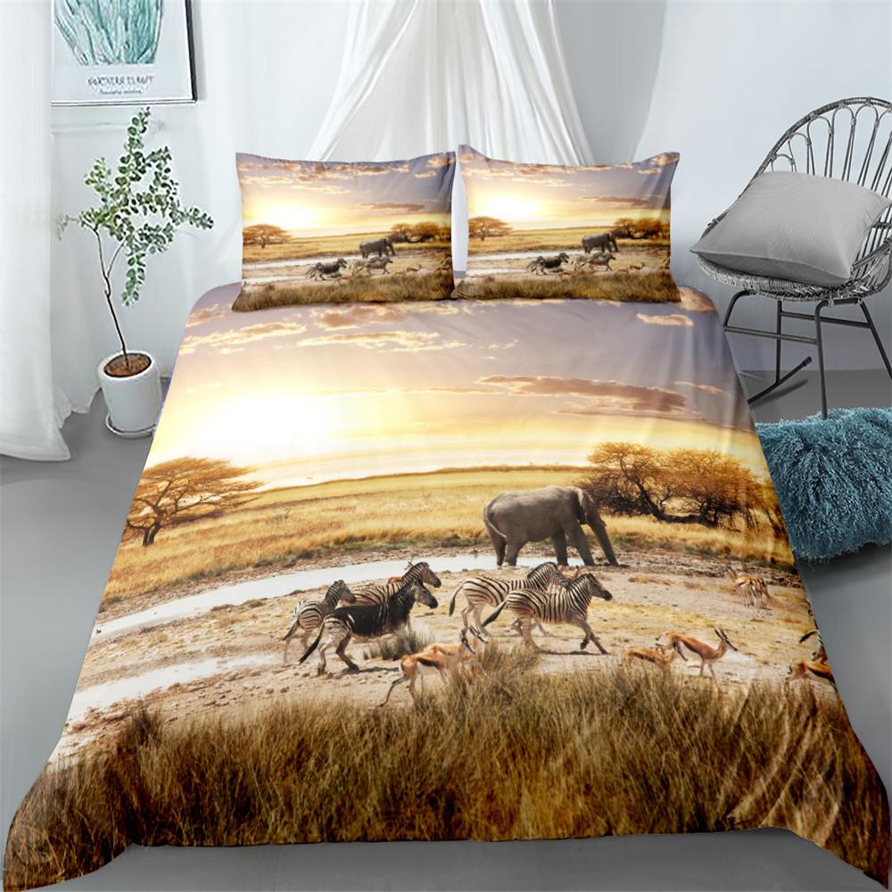 African Elephants 3d Bedding Set King Queen Double Full Twin Single Size Bed Linen Set
