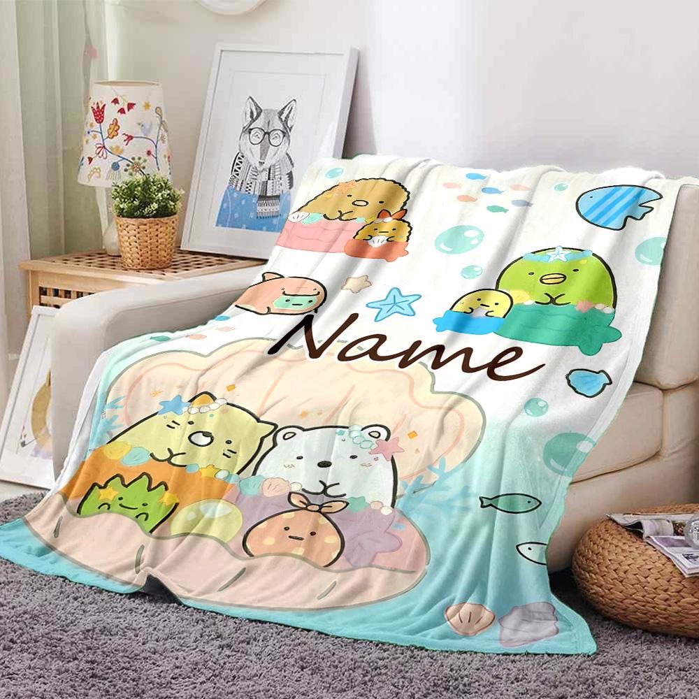 Customiz Name Personality Sumikko Gurashi Blanket Soft &Warm Sofa Office Bed Travel Lunch Break Blanket, Gift Suitable All Seasons