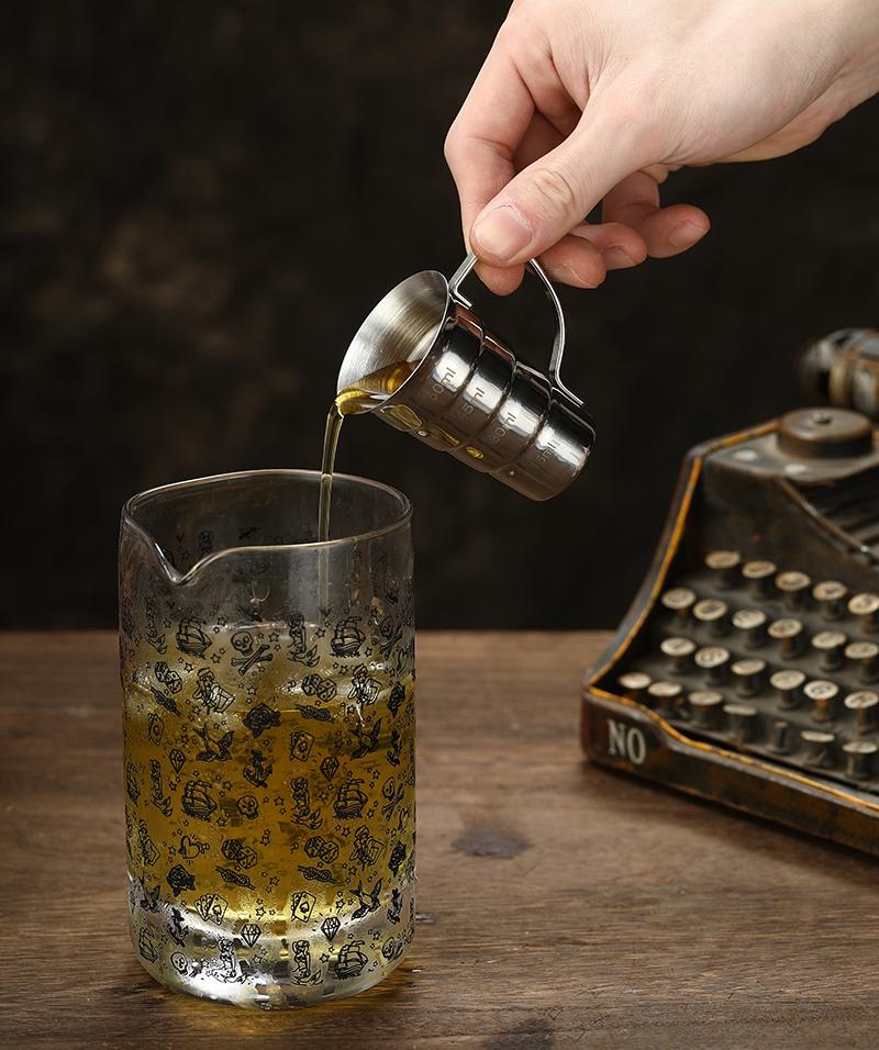 Джиггер для коктейлей из нержавеющей стали со ступеньками и ручкой, 60 мл (2oz)