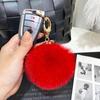1PC Fluffy 9cm Fox Fur Bag Pendant Car Keyring Pompom Ball Keychain Gift Metal Ring Fashion Charm