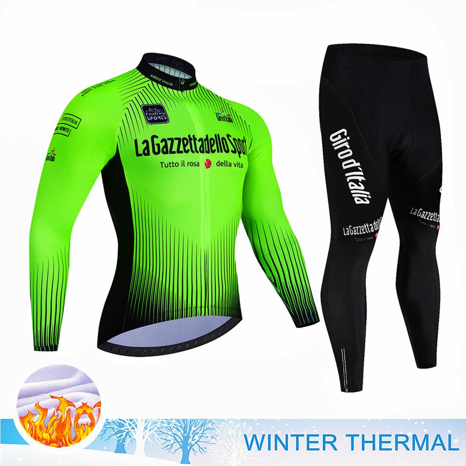 Тур по Италии Зимний Велосипедный Комплект Термофлис Велосипедный Комплект Одежда для Велосипеда МТБ Ciclismo Велосипедный Комплект Спортивная Велосипедная Одежда
