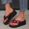 Fashion Shoes Female 2024 High Quality Flip Flops Women's Slippers Fashion Floral Beach Slippers Women New Crystal Wedge Slipperszapatos