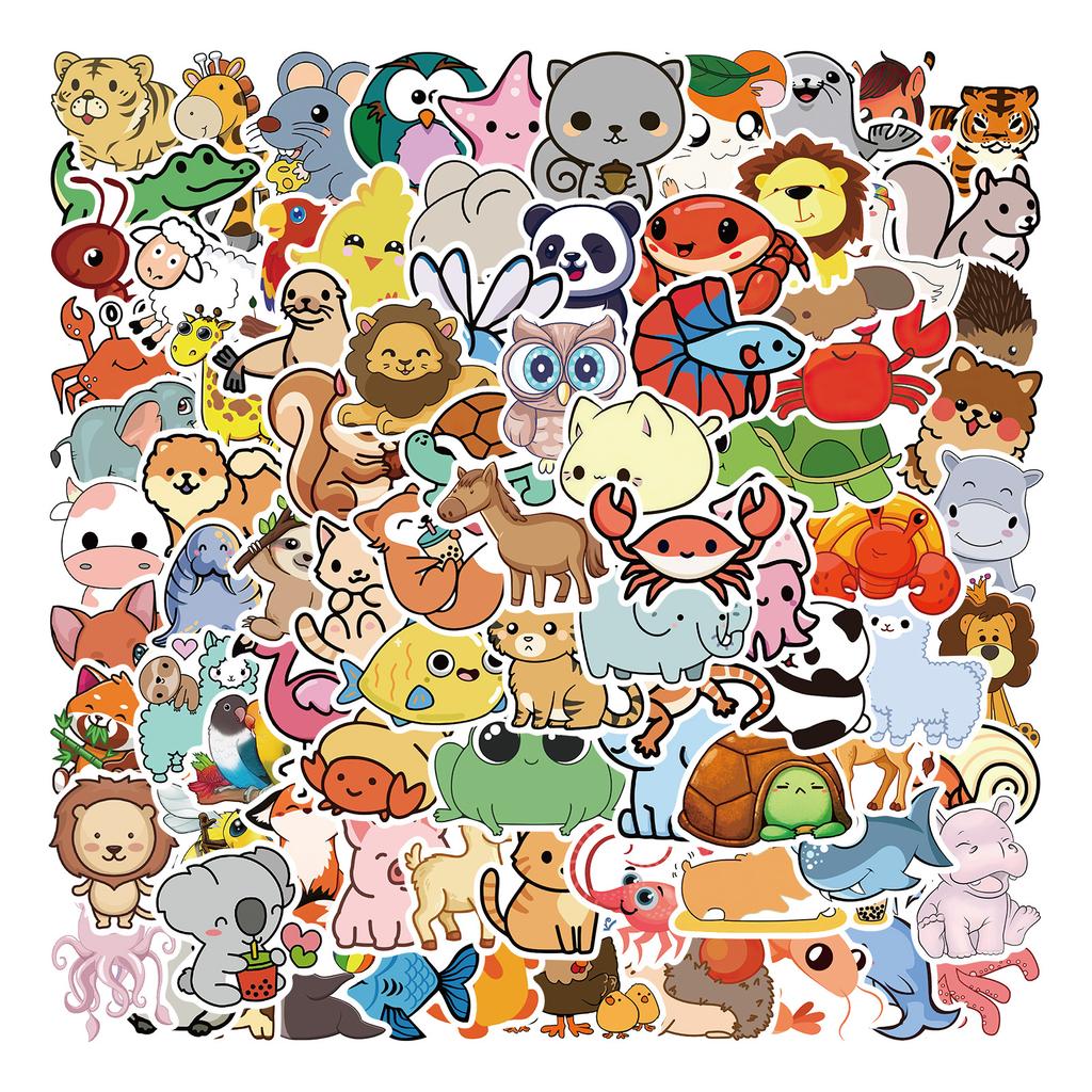100 Cartoon Small Animal Graffiti Stickers Decorate Ipad Notebook Diy Waterproof Stickers