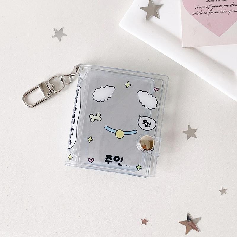 2-in-1 Mini Photo Storage Holder Portable 2 Inch Photo Album Cute Keychain Pendant for Teen Idol Card Collection Gift