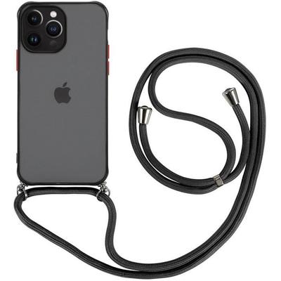 Чехол для iPhone 13 Pro - Ударопрочная Защита - Жесткий - Полупрозрачный Матовый - С Черным Шнурком