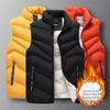 Plus Size Winter Fleece-Lined Thickened Vest for Men, Autumn and Winter Warm Outdoor Lamb Wool Vest with Stand Collar and Sleeveless Design