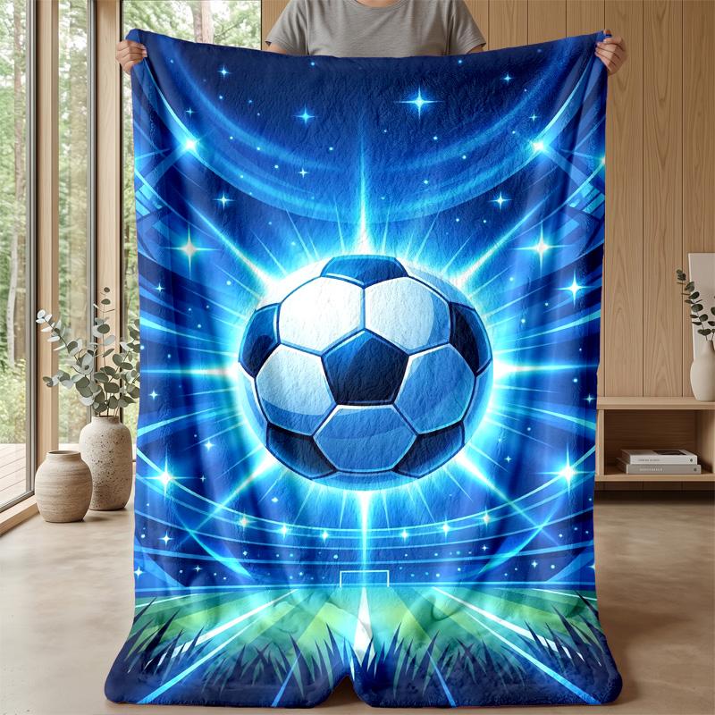 Soccer Ball in Stadium Theme blanket Lightweight Warm Flannel Blanket Decorative Throw Blanket for Home Decoration
