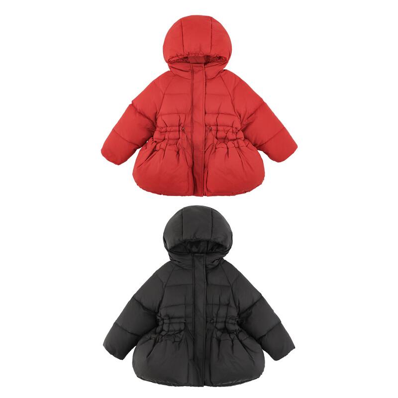 Youyou Girls' 2025 Winter Hooded Mid-Length Down Jacket