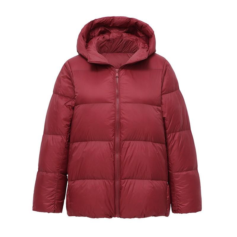 Womens Short Puffer Jacket With Hood Thick White Duck Down Fill Loose Fit Warm Coat Winter