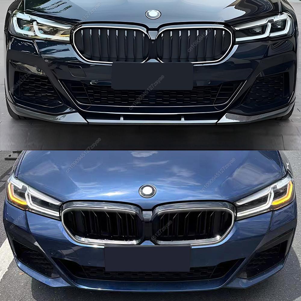 LED White Light Gloss Black Car Front Bumper Kidney Grill Grilles For BMW 5 Series G30 G31 F90(M5) LCI 2020-2023 ABS Car Styling