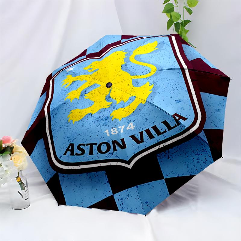 Aston Villa Lion Crest Automatic Design Umbrella 8Bone Structureautomatic Closing Buttondurable Portable And Foldable Great For Outdoors And Daily
