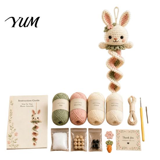 Handcrafted Yard Ornaments Crochet Spiral Hanging Kit, DIY Garden Animal Craft Patterns Ornament Making Kit for Adults, Handmade Door Decoration