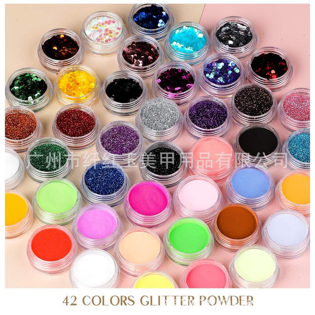 Acrylic Nail Powder Kit Full Set Crystal Multi-color Practice Powder with Crystal Liquid Monomer