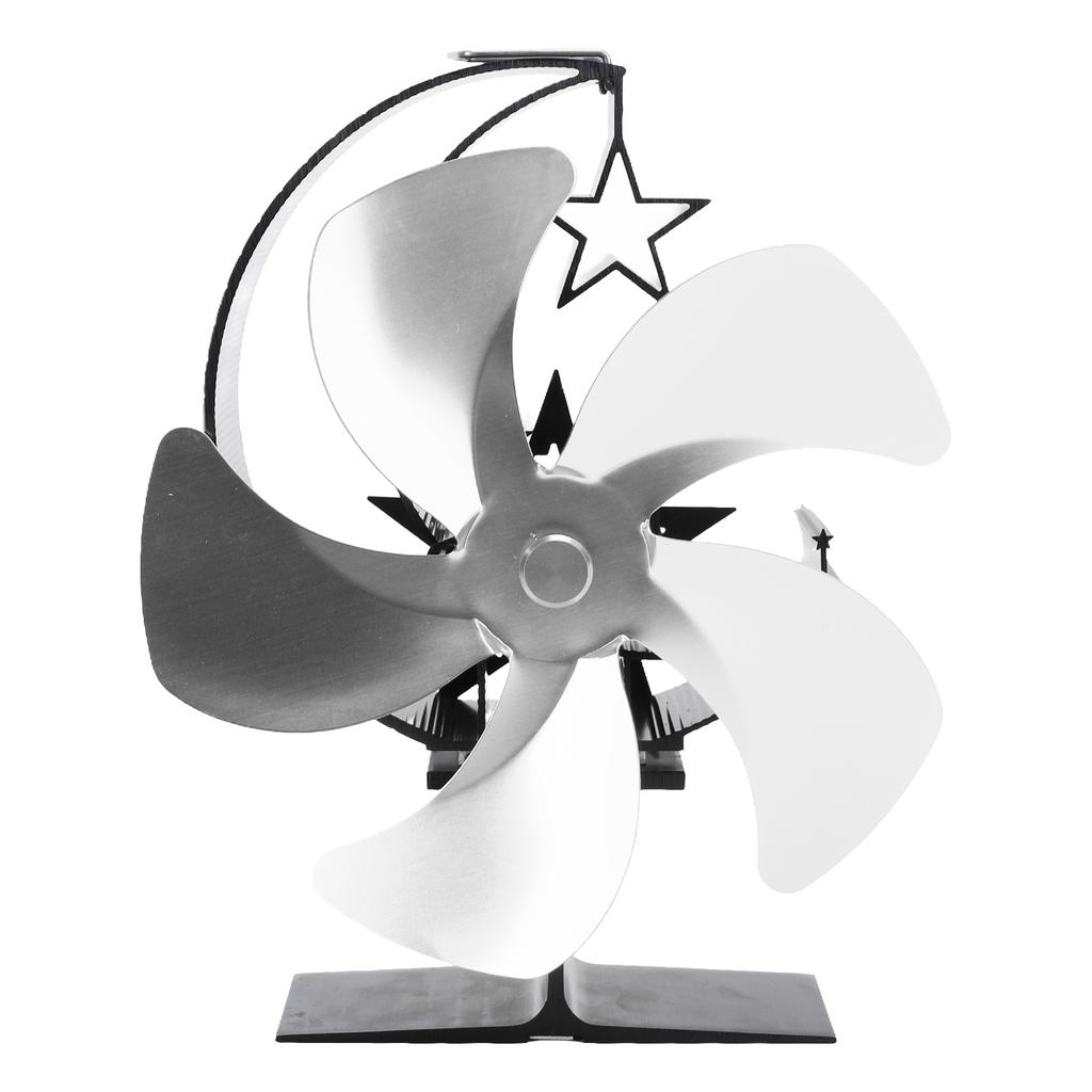 5-лопастной вентилятор для дровяной печи с термометром и тепловым экраном из алюминиевого сплава, тихая работа, питание от тепла