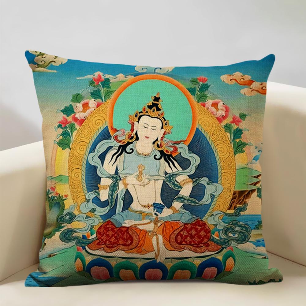 Home Decor Cushion Cover 45x45cm Pillowcase Decoration Buddhist Portrait Art Pattern Home Textile Pillow Cases