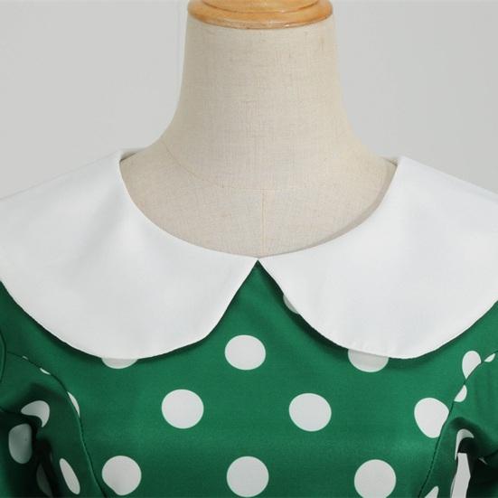 Женское праздничное платье Vinatge с большим подолом, контрастным цветом, точечным принтом, высокой талией, молнией сзади, короткими рукавами-пузырьками, кукольным воротником, 50-х, 60-х годов, свадебное платье принцессы для выпускного вечера