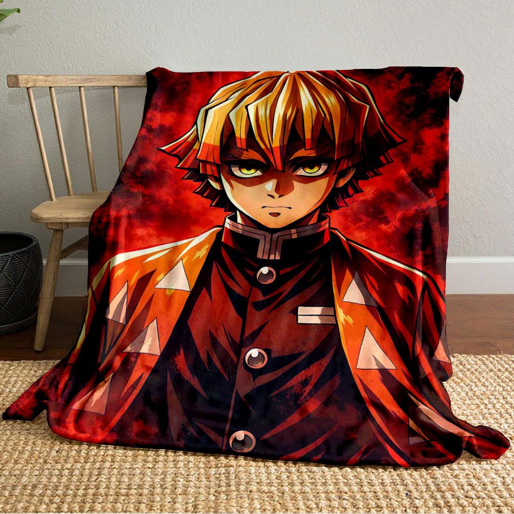 Orange robe with white triangular patterns, dark red fiery background. for all seasons blanket lunch break throw gift