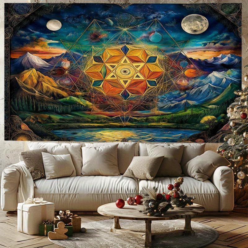 Мантра Йога Медитация Цифровая печать полиэстер настенный гобелен декоративный Гостиная Спальни Офис фон подарок