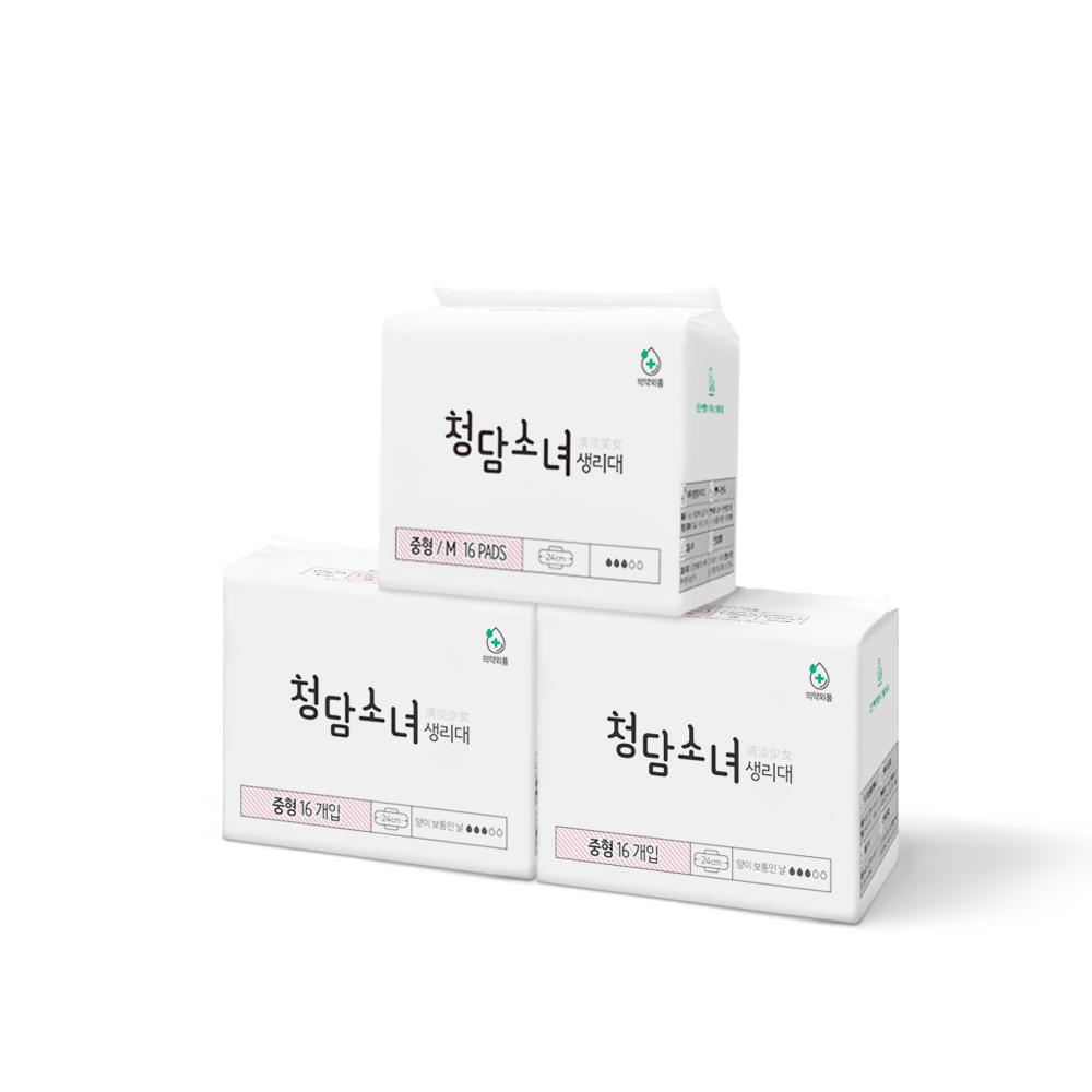 Cheongdam Girls Sanitary Napkins 3 Pieces, 2 Types, Choose 1