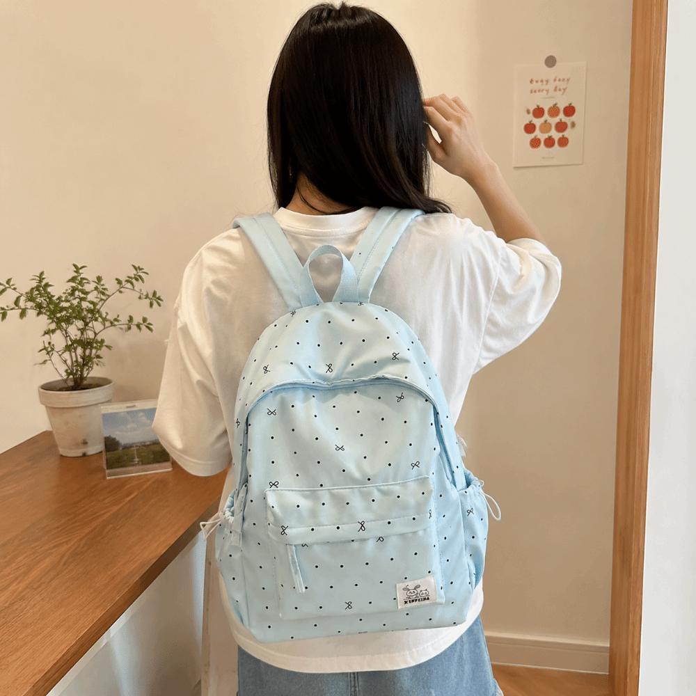 Casual Polka Dot Backpack Lightweight Large Capacity School Bag Cute Students Daypack Gift