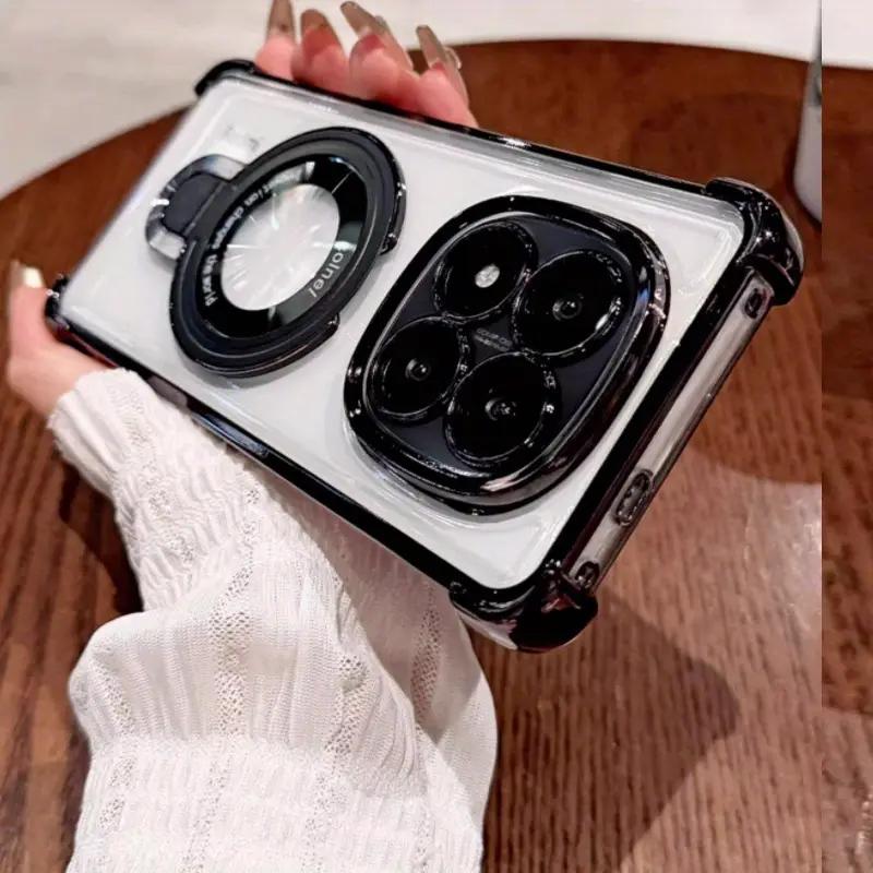 Прозрачный противоударный магнитный чехол-подставка для телефона Xiaomi Poco X7 X6 F7 Pro M6 F6 F3 X5 X3 POCO C65 C75 C71 силиконовый чехол