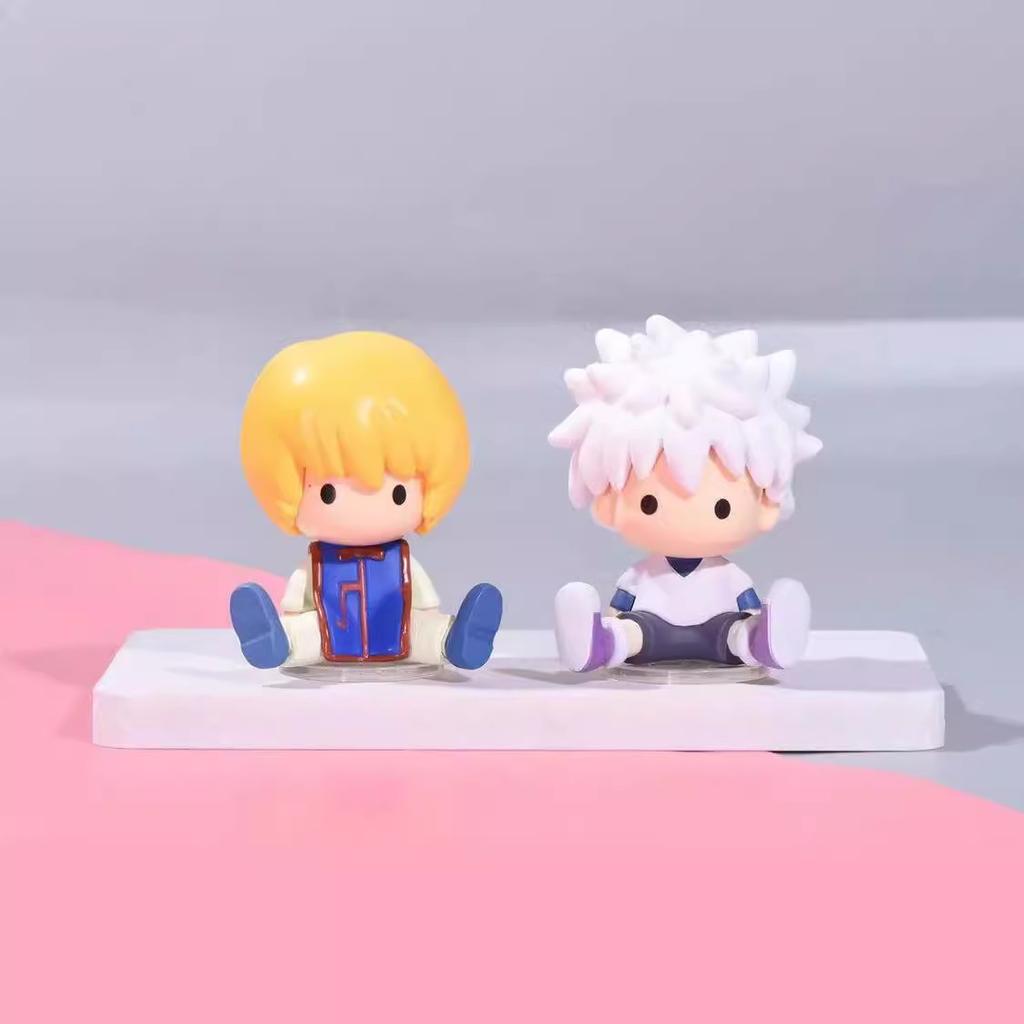 Мультяшная фигурка Hunter x Hunter Аниме Q-версия Сидящий Killua Zoldyck Gon Фигурка Игрушка Кукла Украшение для автомобиля Статуэтка Модель Подарок